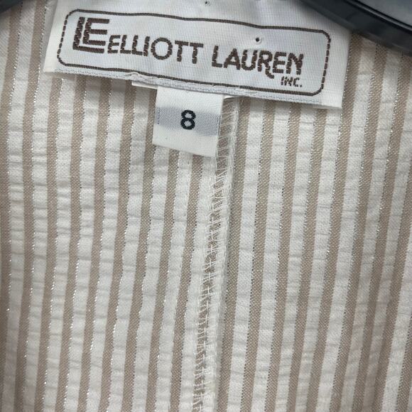 Elliot Lauren Button Front Striped Seersucker Blazer Jacket White Beige 8 ASIS - Picture 5 of 6